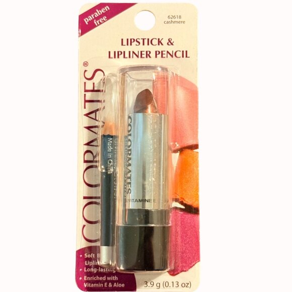 Colormates Lipstick Lipliner Pencil Set Cashmere Paraben Free Vitamin E Aloe New - Picture 3 of 8
